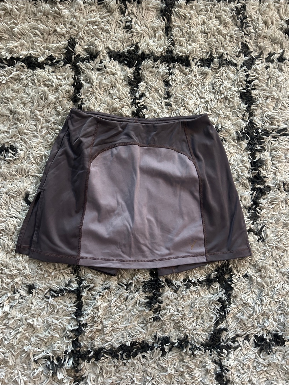Women’s Brown Athletic Mini Skort with Built-In Shorts